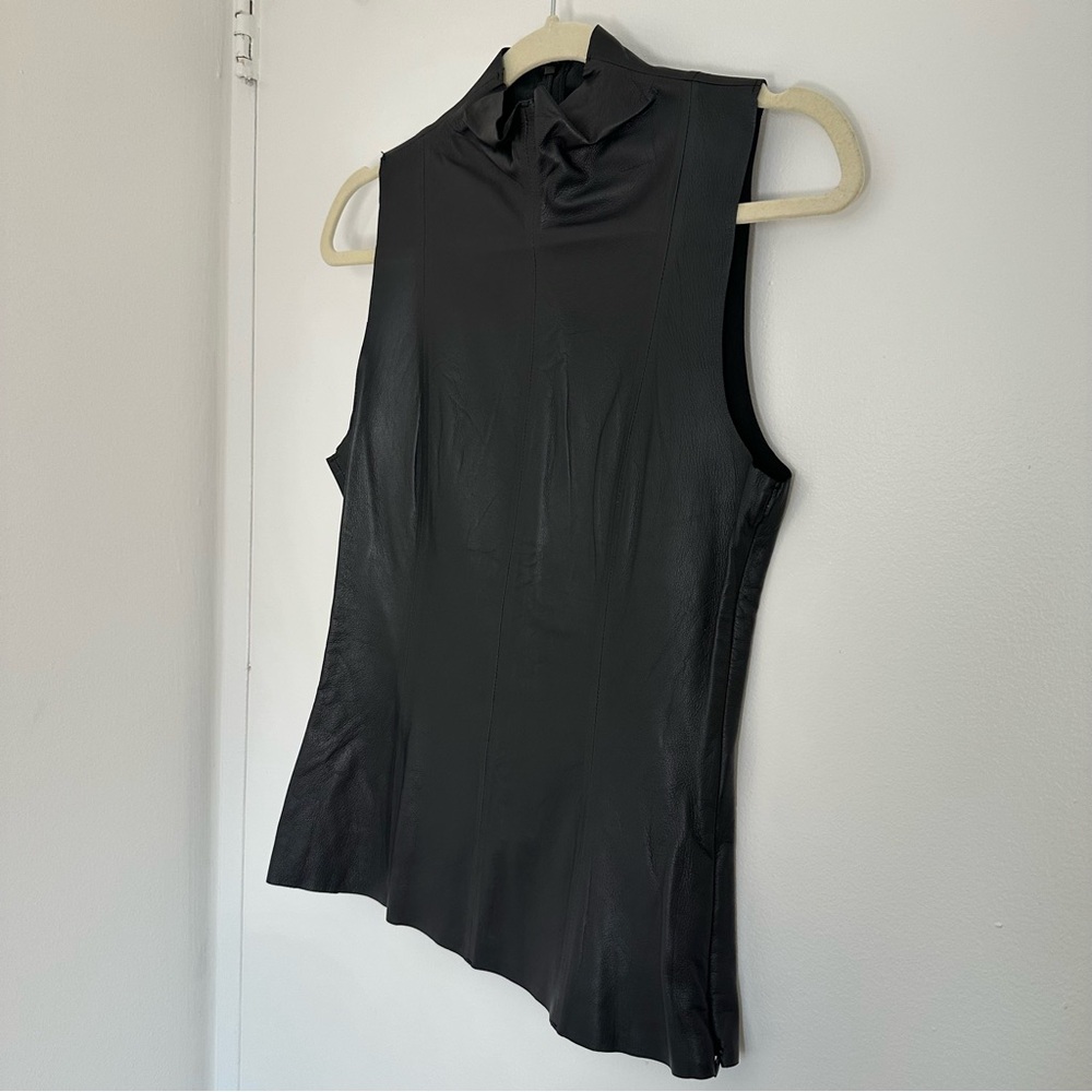 NWOT Zara Limited Edition Black Sleeveless Genuine Leather Top - Picture 3 of 9